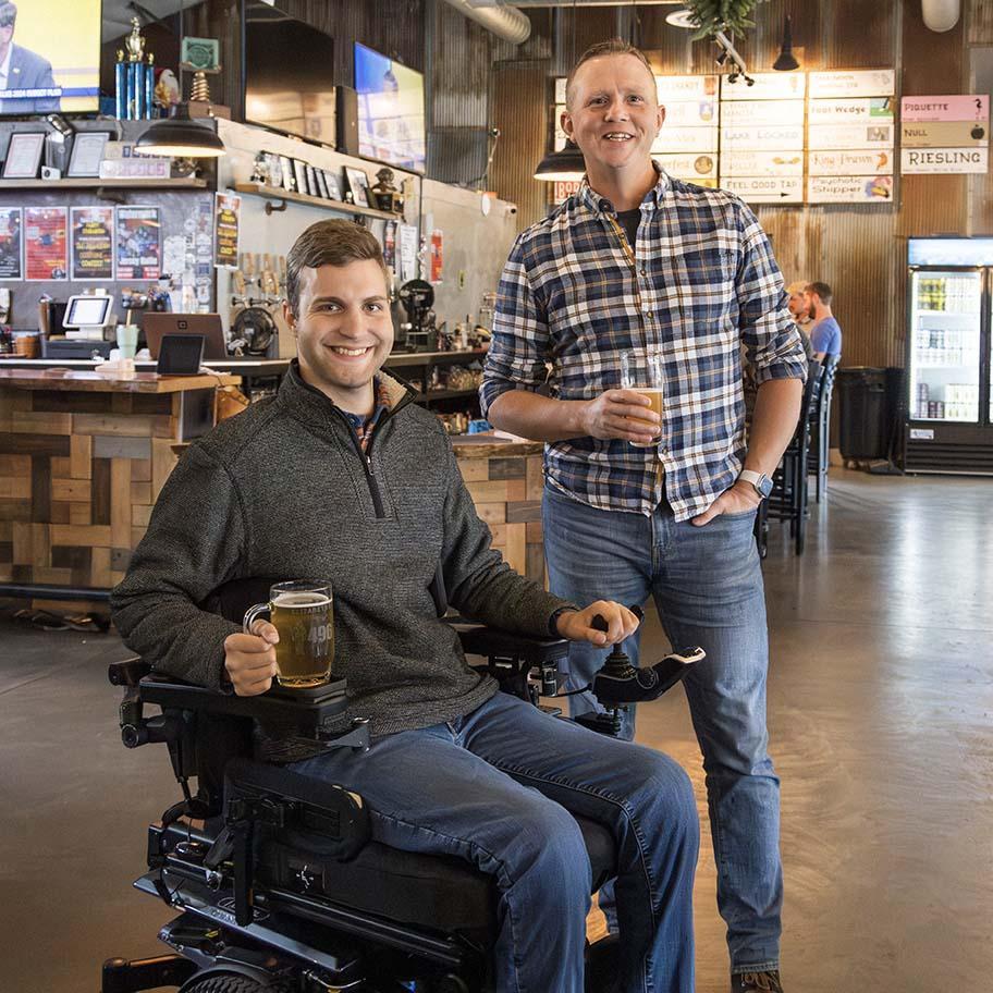 Friends enjoying beers at Watermark.