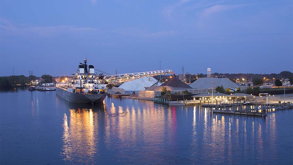 A ship docked at Marnia Island in St Joseph photo Joshua Nowicki.
