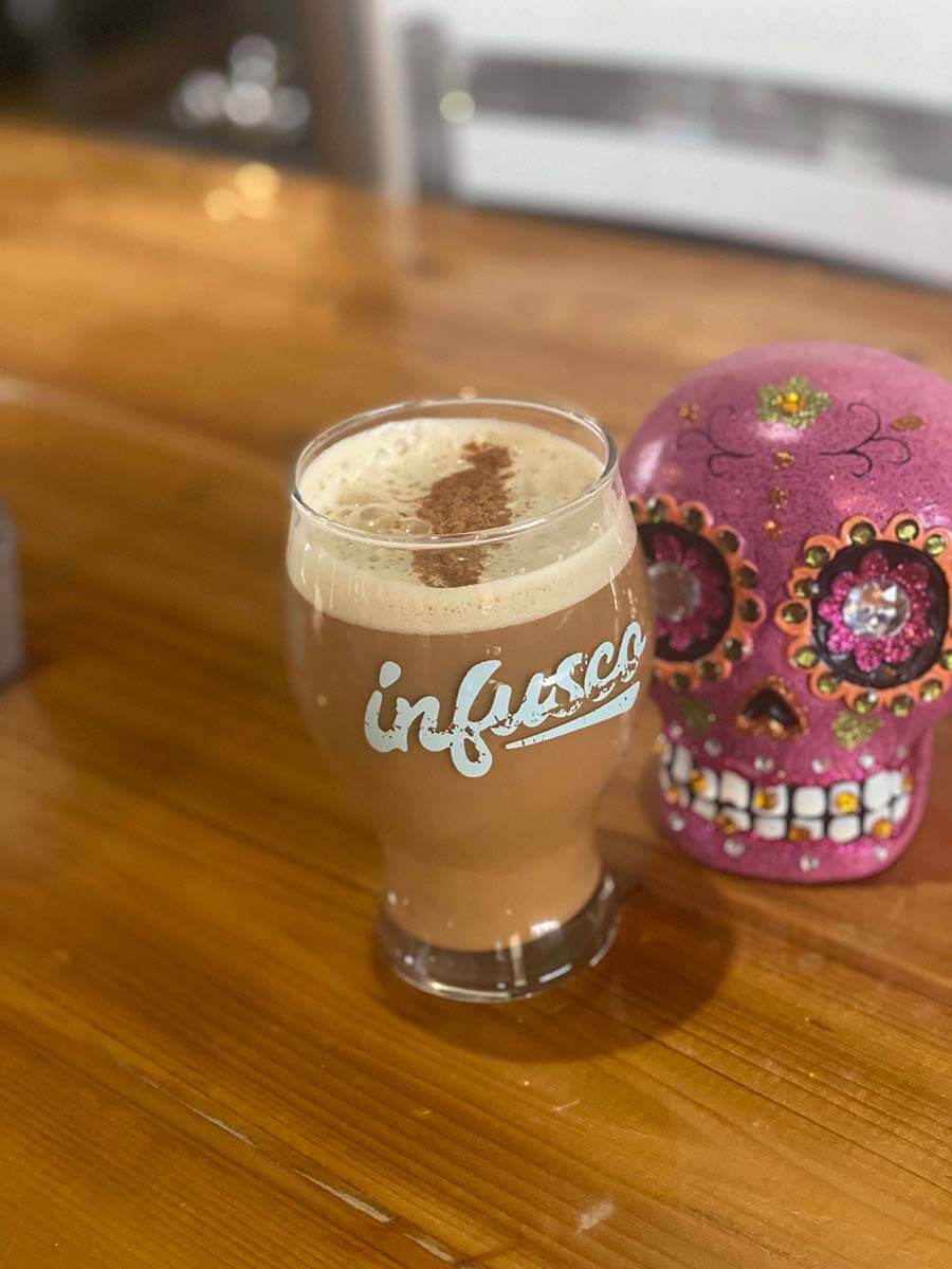 pumpkin spice cold foam coffee a glass of pumpkin spice cold foam coffee