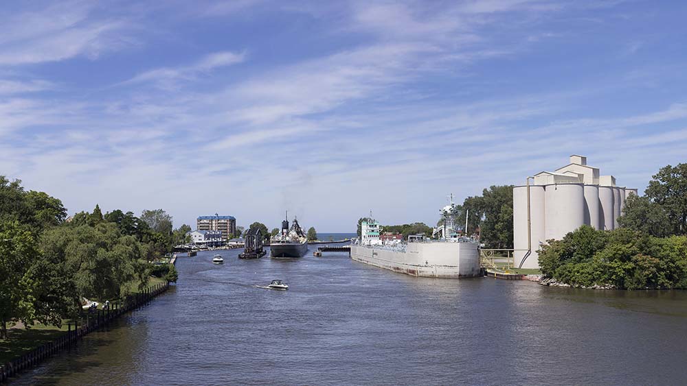 Two ships in the St Joseph River.